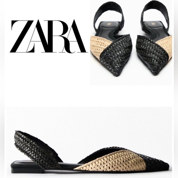 Zara Limited Edition Raffia Slingback Sandal Flats - Picture 1 of 7